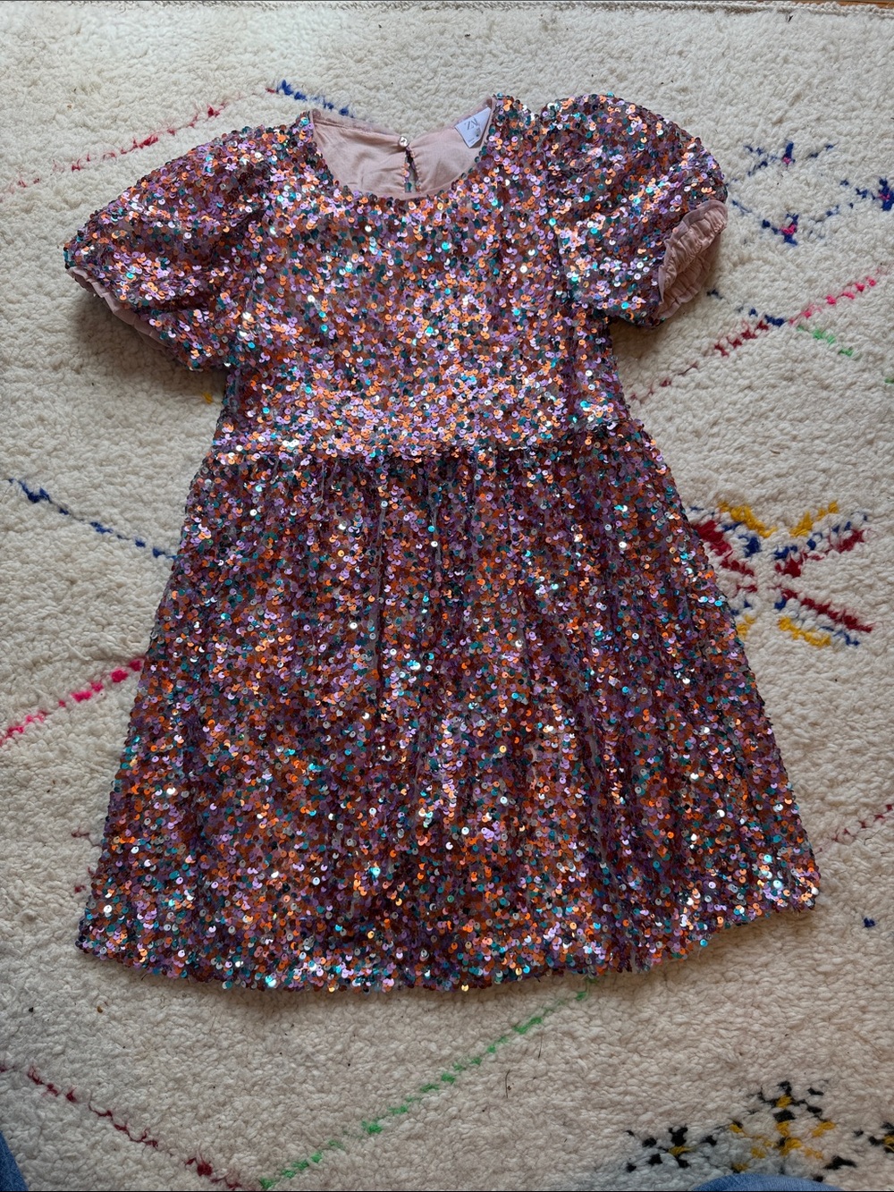 Zara Pink Multicolor Sequin Party Dress for Girls